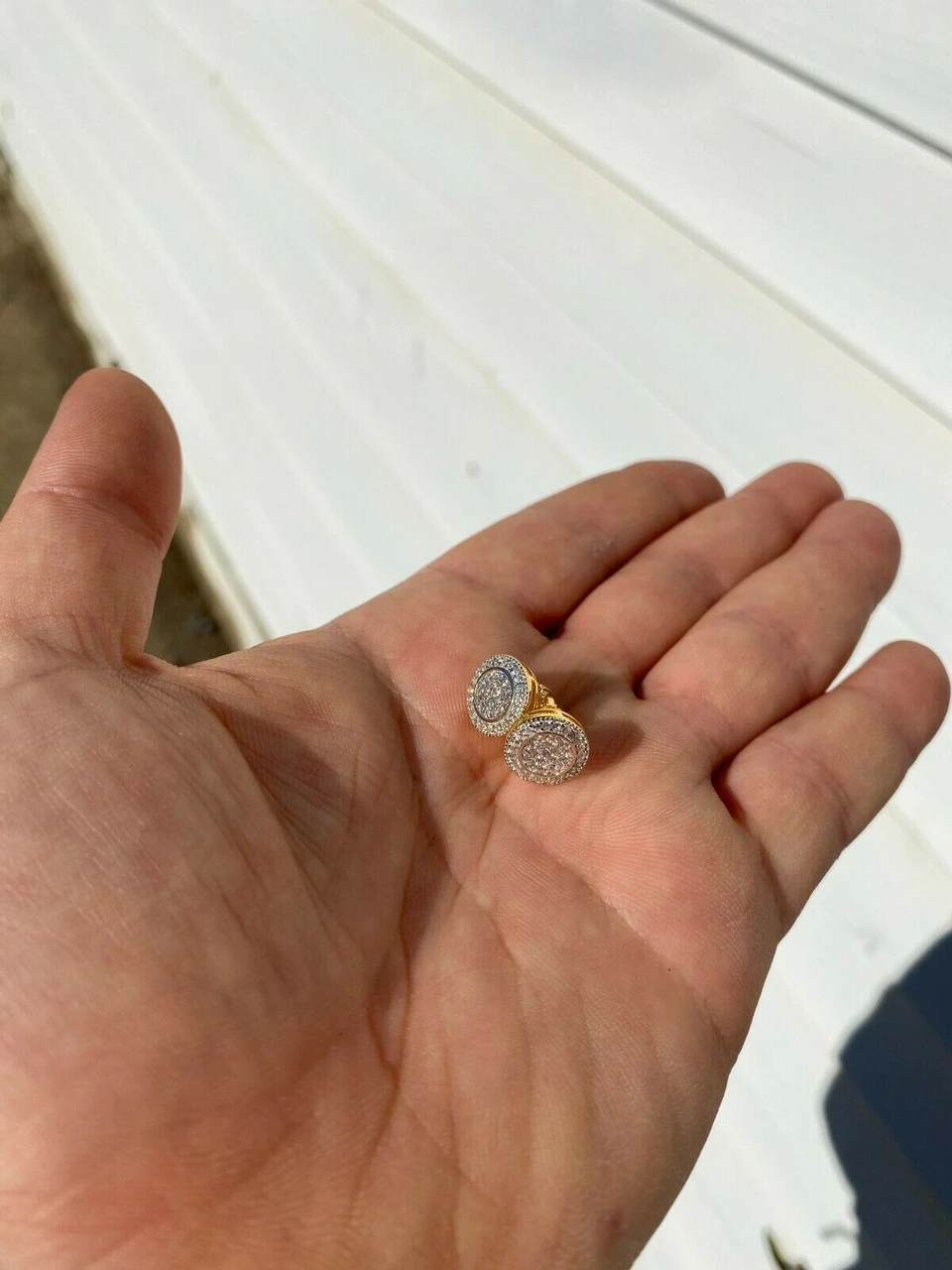 Real 925 Silver Iced Moissanite Hip Hop Men's Earrings Big Studs 14k Gold Finish 7 Real 925 Silver Iced Moissanite Hip Hop Men's Earrings Big Studs 14k Gold Finish - Image 5