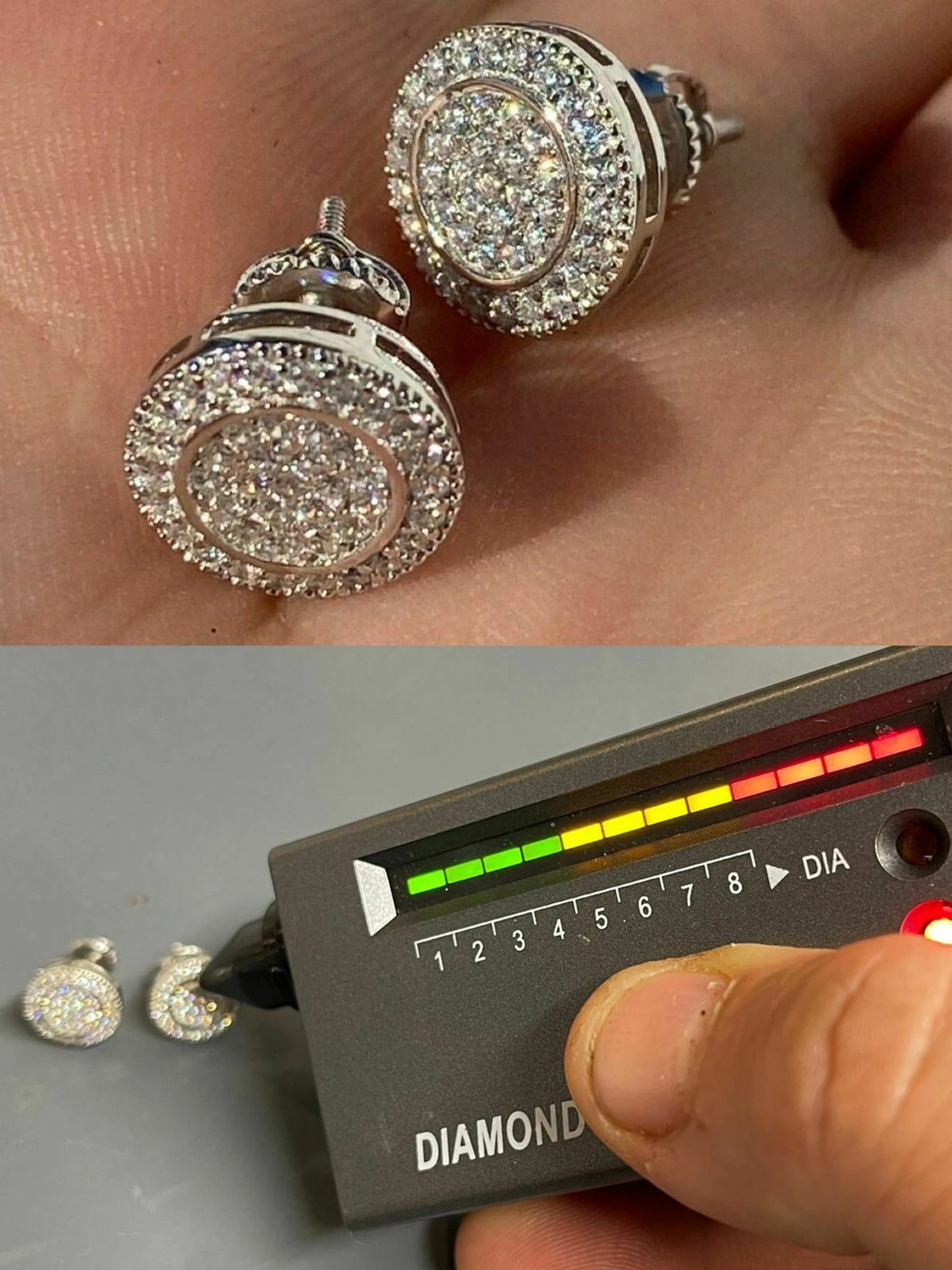 Real 925 Silver Iced Moissanite Hip Hop Men's Earrings Studs Pass Diamond Tester 3 Real 925 Silver Iced Moissanite Hip Hop Men's Earrings Studs Pass Diamond Tester