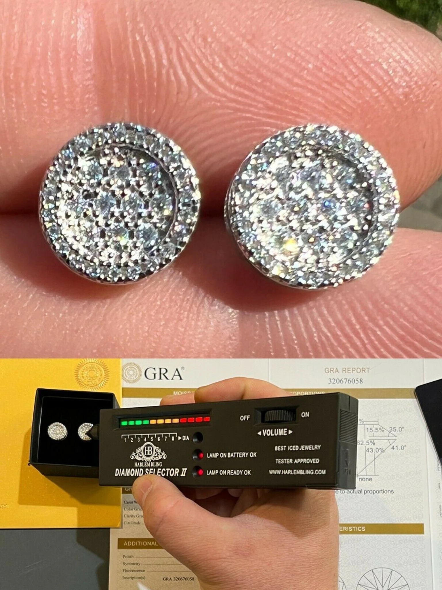 Real 925 Silver Iced Moissanite Hip Hop Round Earrings Studs Pass Diamond Tester 3 Real 925 Silver Iced Moissanite Hip Hop Round Earrings Studs Pass Diamond Tester