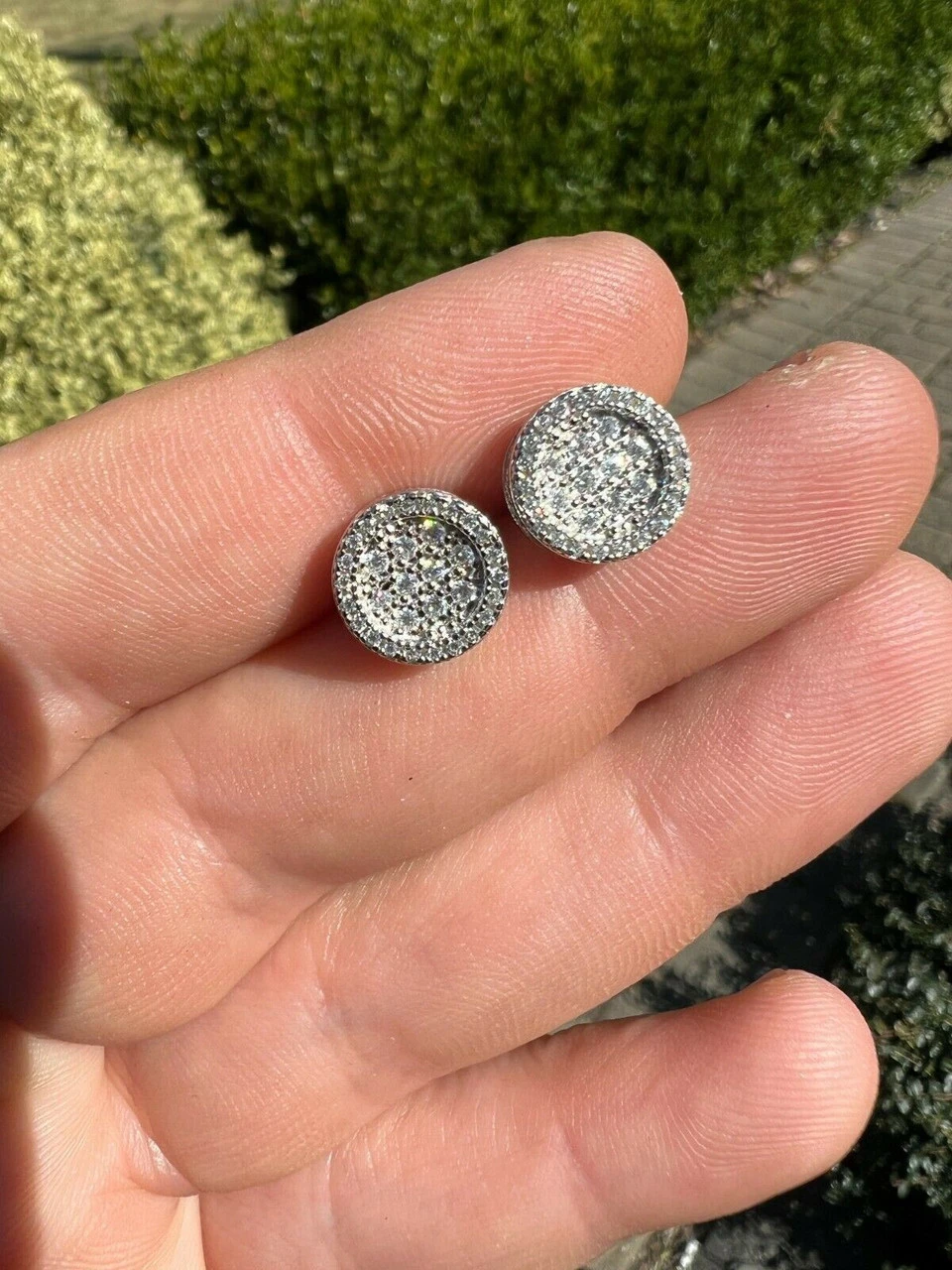 Real 925 Silver Iced Moissanite Hip Hop Round Earrings Studs Pass Diamond Tester 6 Real 925 Silver Iced Moissanite Hip Hop Round Earrings Studs Pass Diamond Tester - Image 4