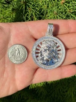 Real 925 Silver - Jesus Piece Necklace Pendant Iced Large Baguette Medallion 17 Real 925 Silver - Jesus Piece Necklace Pendant Iced Large Baguette Medallion -Harlem Bling Shop harlembling real 925 silver jesus piece necklace pendant iced large baguette medallion 21993.1664377010