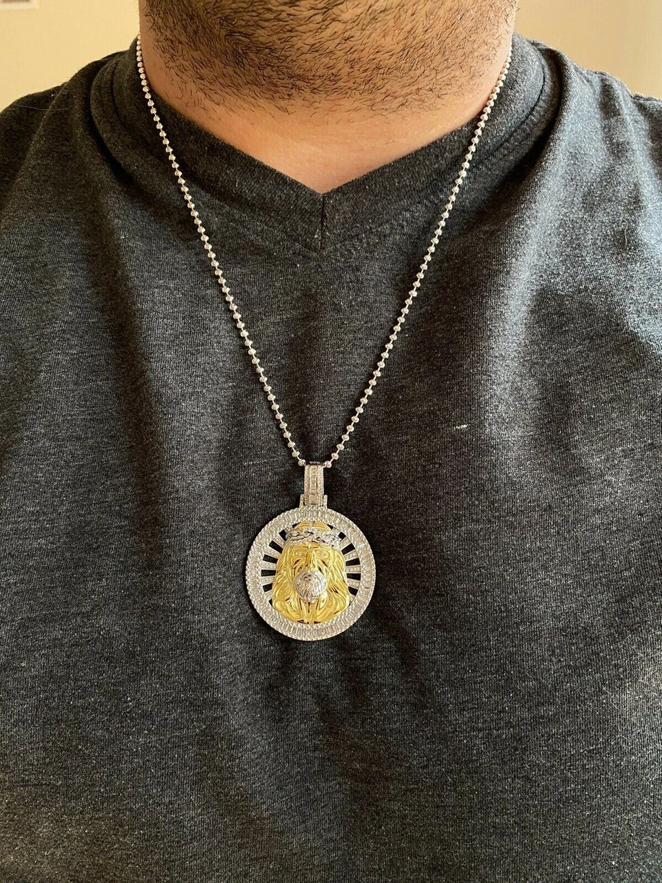 Real 925 Silver - Jesus Piece Necklace Pendant Iced Large Baguette Medallion 12 Real 925 Silver - Jesus Piece Necklace Pendant Iced Large Baguette Medallion - Image 10