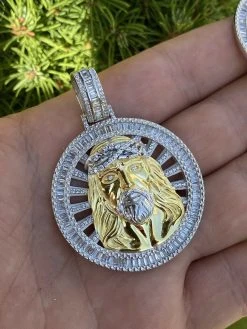 Real 925 Silver - Jesus Piece Necklace Pendant Iced Large Baguette Medallion 21 Real 925 Silver - Jesus Piece Necklace Pendant Iced Large Baguette Medallion -Harlem Bling Shop harlembling real 925 silver jesus piece necklace pendant iced large baguette medallion 76749.1664386820