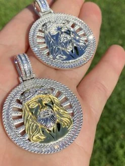 Real 925 Silver - Jesus Piece Necklace Pendant Iced Large Baguette Medallion 15 Real 925 Silver - Jesus Piece Necklace Pendant Iced Large Baguette Medallion -Harlem Bling Shop harlembling real 925 silver jesus piece necklace pendant iced large baguette medallion 80863.1664381530