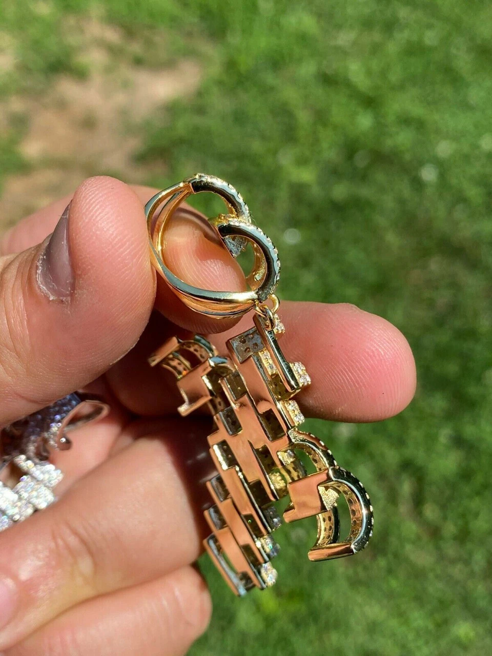 Real 925 Silver Large Hip Hop Men's Prong Cuban Cross Pendant Iced Necklace Gold 9 Real 925 Silver Large Hip Hop Men's Prong Cuban Cross Pendant Iced Necklace Gold - Image 7