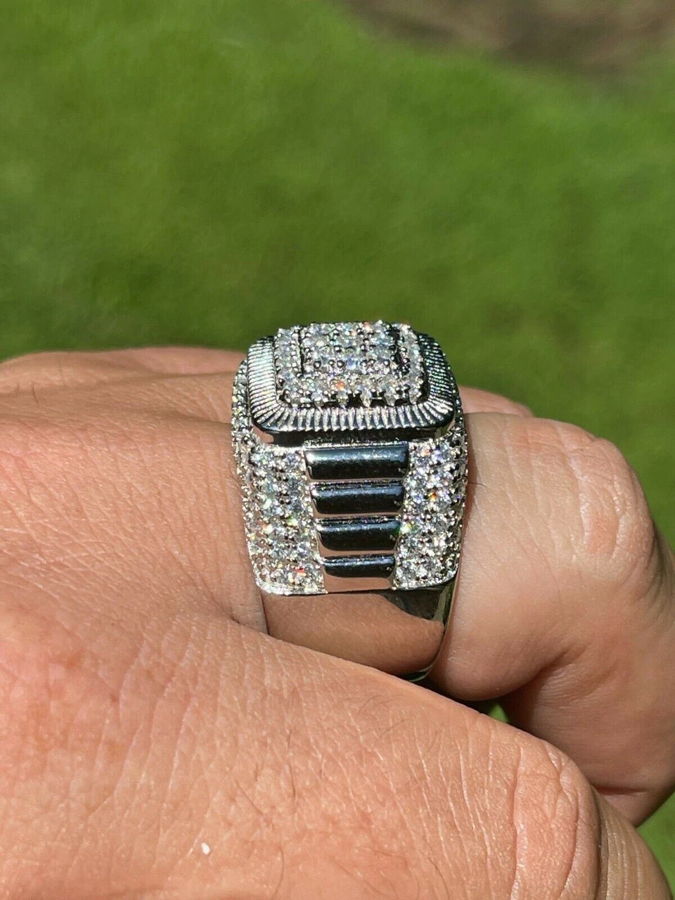 Real 925 Silver Men's Hip Hop Big Iced 3.1ct Moissanite Ring Pass Diamond Tester 6 Real 925 Silver Men's Hip Hop Big Iced 3.1ct Moissanite Ring Pass Diamond Tester - Image 4