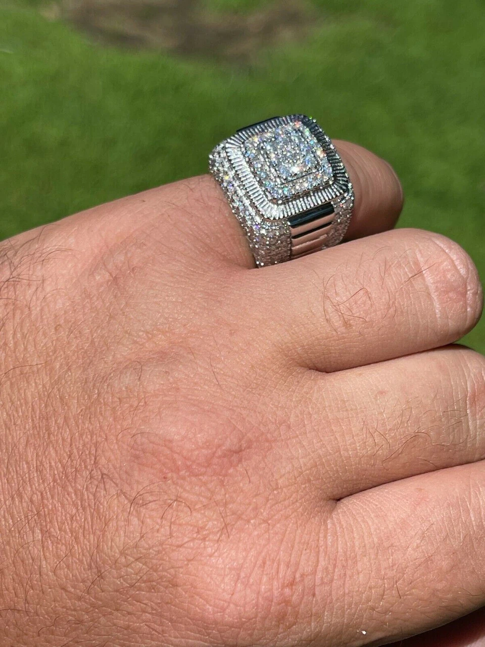 Real 925 Silver Men's Hip Hop Big Iced 3.1ct Moissanite Ring Pass Diamond Tester 12 Real 925 Silver Men's Hip Hop Big Iced 3.1ct Moissanite Ring Pass Diamond Tester - Image 10