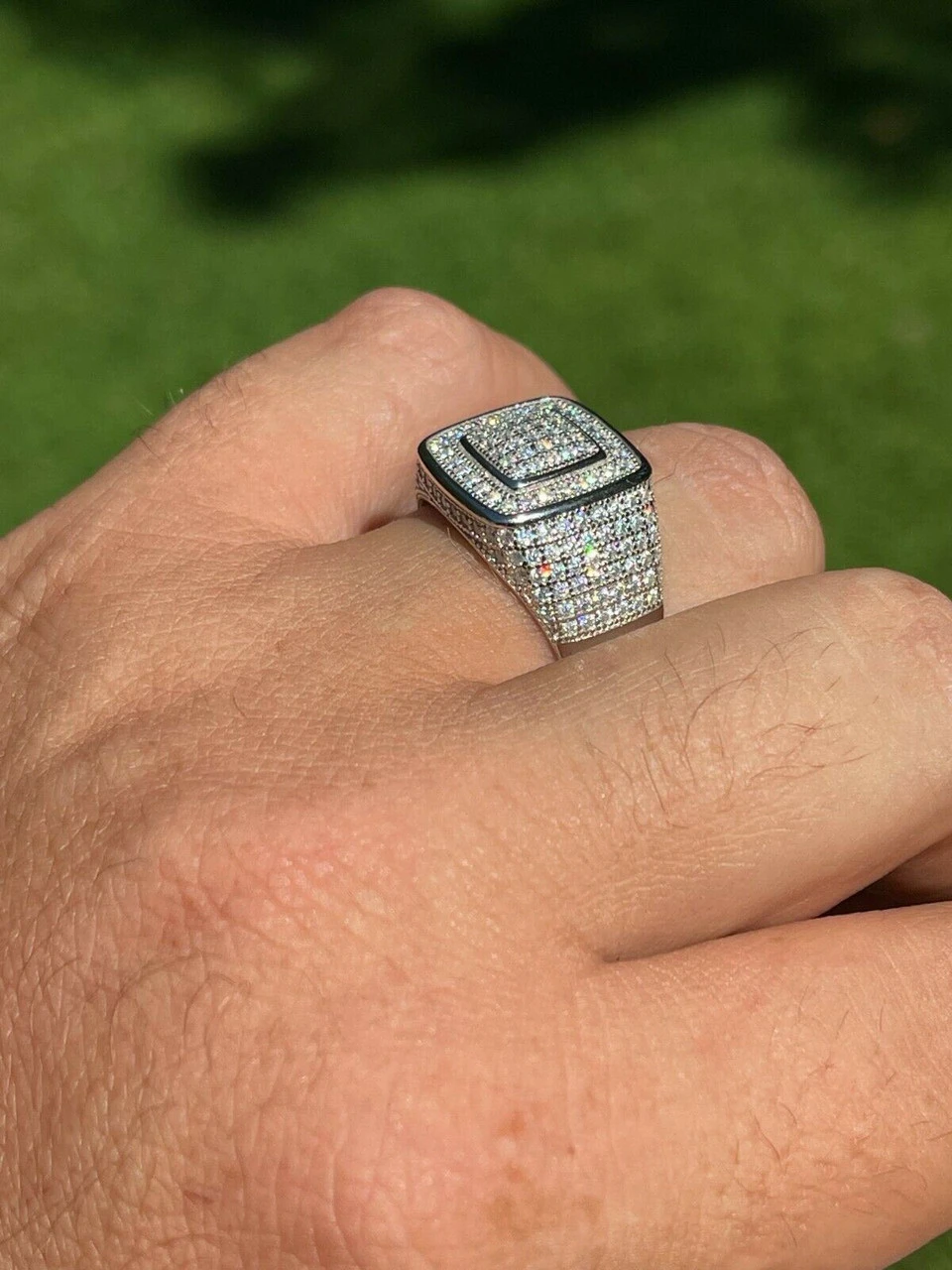 Real 925 Silver Men's Hip Hop Iced 1.8ct Moissanite Ring - Passes Diamond Tester 9 Real 925 Silver Men's Hip Hop Iced 1.8ct Moissanite Ring - Passes Diamond Tester - Image 7