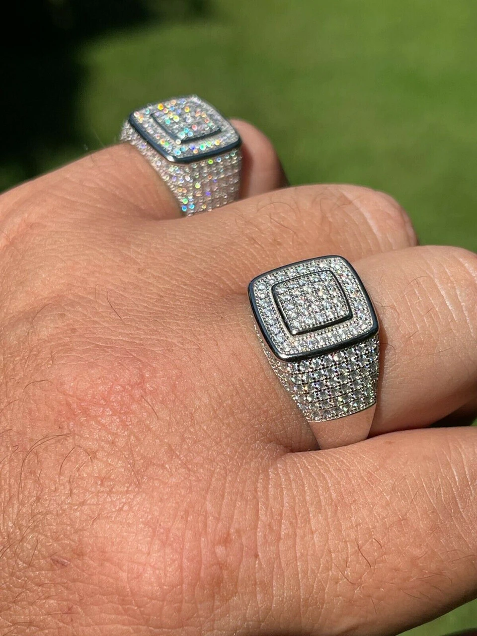 Real 925 Silver Men's Hip Hop Iced 1.8ct Moissanite Ring - Passes Diamond Tester 4 Real 925 Silver Men's Hip Hop Iced 1.8ct Moissanite Ring - Passes Diamond Tester - Image 2