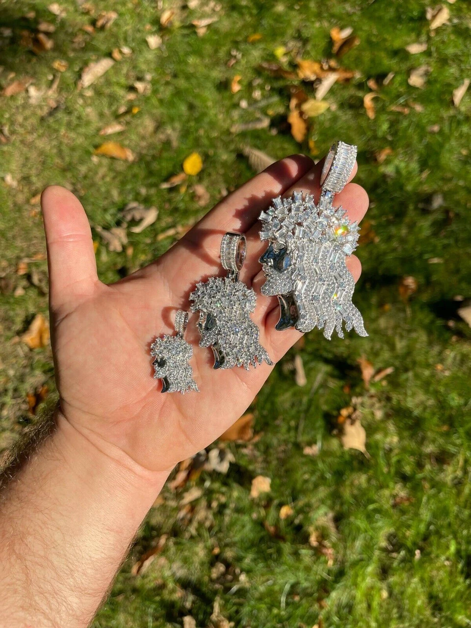 Real 925 Silver Mens Iced Hip Hop Jesus Pendant Iced Baguette Diamond Necklace 14 Real 925 Silver Mens Iced Hip Hop Jesus Pendant Iced Baguette Diamond Necklace - Image 12