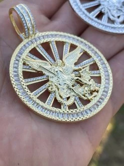 Real 925 Silver St Michael Archangel Necklace Pendant Iced Baguette Medallion 23 Real 925 Silver St Michael Archangel Necklace Pendant Iced Baguette Medallion -Harlem Bling Shop harlembling real 925 silver st michael archangel necklace pendant iced baguette medallion 30088.1664377705