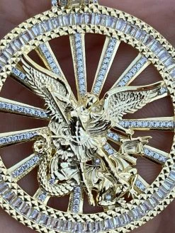 Real 925 Silver St Michael Archangel Necklace Pendant Iced Baguette Medallion 22 Real 925 Silver St Michael Archangel Necklace Pendant Iced Baguette Medallion -Harlem Bling Shop harlembling real 925 silver st michael archangel necklace pendant iced baguette medallion 53839.1664371596