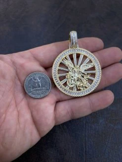 Real 925 Silver St Michael Archangel Necklace Pendant Iced Baguette Medallion 17 Real 925 Silver St Michael Archangel Necklace Pendant Iced Baguette Medallion -Harlem Bling Shop harlembling real 925 silver st michael archangel necklace pendant iced baguette medallion 74364.1664393220