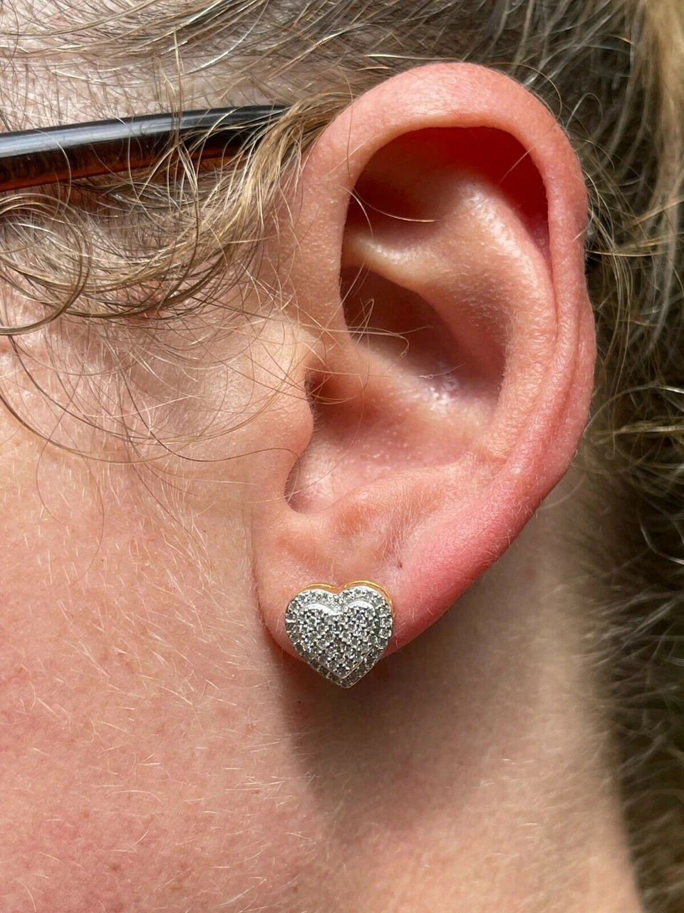 Real 925 Sterling Silver 14k Gold Finish Heart Shape Earrings Studs MOISSANITE 13 Real 925 Sterling Silver 14k Gold Finish Heart Shape Earrings Studs MOISSANITE - Image 11