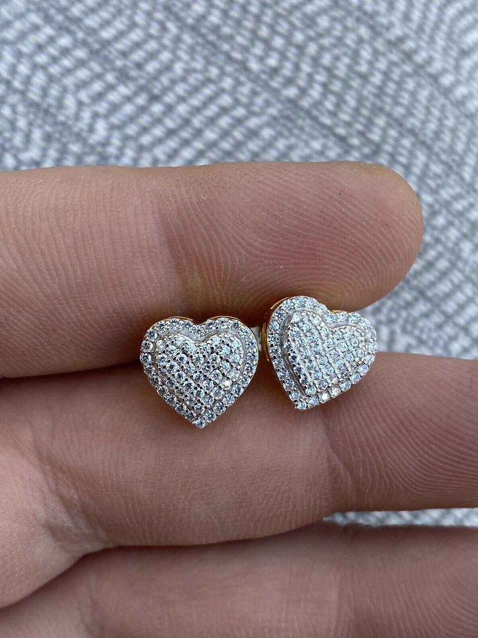 Real 925 Sterling Silver 14k Gold Finish Heart Shape Earrings Studs MOISSANITE 9 Real 925 Sterling Silver 14k Gold Finish Heart Shape Earrings Studs MOISSANITE - Image 7