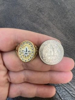 Real 925 Sterling Silver 14k Gold Plated Iced CZ Ring HipHop French Fleur De Lis 24 Real 925 Sterling Silver 14k Gold Plated Iced CZ Ring HipHop French Fleur De Lis -Harlem Bling Shop harlembling real 925 sterling silver 14k gold plated iced cz ring hiphop french fleur de lis 43135.1664300465