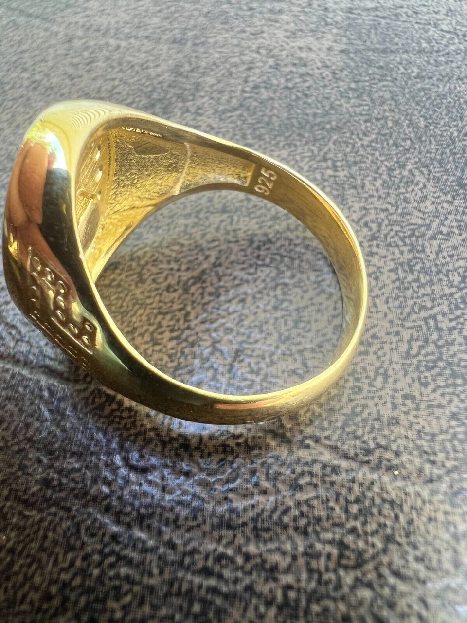 Real 925 Sterling Silver 14k Gold Plated Iced CZ Ring HipHop French Fleur De Lis 14 Real 925 Sterling Silver 14k Gold Plated Iced CZ Ring HipHop French Fleur De Lis - Image 12