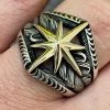 Real 925 Sterling Silver & 10k Gold Mens Nautical Compass Star Ring Sizes 7-13 -Harlem Bling Shop harlembling real 925 sterling silver and 10k gold mens nautical compass star ring sizes 7 13 38825.1664390340