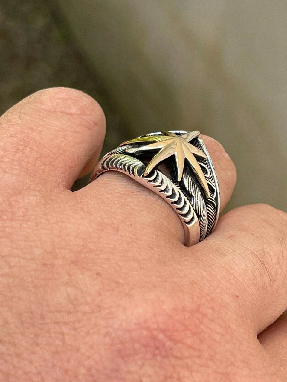 Real 925 Sterling Silver & 10k Gold Mens Nautical Compass Star Ring Sizes 7-13 10 Real 925 Sterling Silver & 10k Gold Mens Nautical Compass Star Ring Sizes 7-13 - Image 8