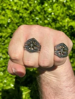 Real 925 Sterling Silver & 10k Gold Mens Nautical Compass Star Ring Sizes 7-13 26 Real 925 Sterling Silver & 10k Gold Mens Nautical Compass Star Ring Sizes 7-13 -Harlem Bling Shop harlembling real 925 sterling silver and 10k gold mens nautical compass star ring sizes 7 13 95423.1664389586