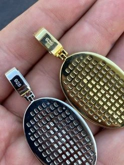 Real 925 Sterling Silver & 14k Gold - Virgin Mary Necklace Iced Baguette Pendant -Harlem Bling Shop harlembling real 925 sterling silver and 14k gold virgin mary necklace iced baguette pendant 84691.1664398780