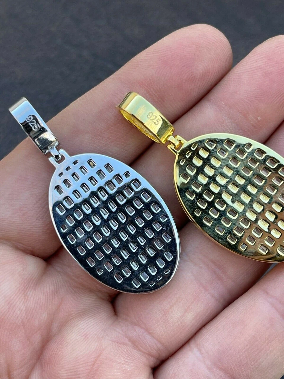 Real 925 Sterling Silver & 14k Gold - Virgin Mary Necklace Iced Diamond Pendant 5 Real 925 Sterling Silver & 14k Gold - Virgin Mary Necklace Iced Diamond Pendant - Image 3