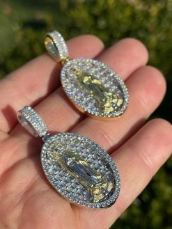 Real 925 Sterling Silver & 14k Gold - Virgin Mary Necklace Iced Diamond Pendant 21 Real 925 Sterling Silver & 14k Gold - Virgin Mary Necklace Iced Diamond Pendant -Harlem Bling Shop harlembling real 925 sterling silver and 14k gold virgin mary necklace iced diamond pendant 37536.1664381182