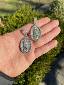 Real 925 Sterling Silver & 14k Gold - Virgin Mary Necklace Iced Diamond Pendant 17 Real 925 Sterling Silver & 14k Gold - Virgin Mary Necklace Iced Diamond Pendant -Harlem Bling Shop harlembling real 925 sterling silver and 14k gold virgin mary necklace iced diamond pendant 52269.1664373412