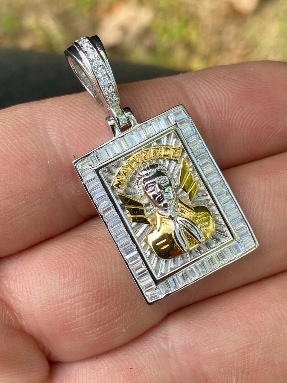 Real 925 Sterling Silver & Gold Iced Jesus Malverde Medallion Protección Medalla 13 Real 925 Sterling Silver & Gold Iced Jesus Malverde Medallion Protección Medalla - Image 11