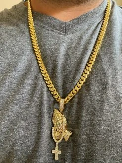 Real 925 Sterling Silver Big 3" Praying Hands Cross Mens Pendant Necklace ICED 24 Real 925 Sterling Silver Big 3" Praying Hands Cross Mens Pendant Necklace ICED -Harlem Bling Shop harlembling real 925 sterling silver big 3 praying hands cross mens pendant necklace iced 21105.1664379465