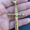 Real 925 Sterling Silver Gold Finish Cross Pendant Necklace Big 2.5" Jesus Piece 2 Real 925 Sterling Silver Gold Finish Cross Pendant Necklace Big 2.5" Jesus Piece -Harlem Bling Shop harlembling real 925 sterling silver gold finish cross pendant necklace big 2.5 jesus piece 33553.1664397303