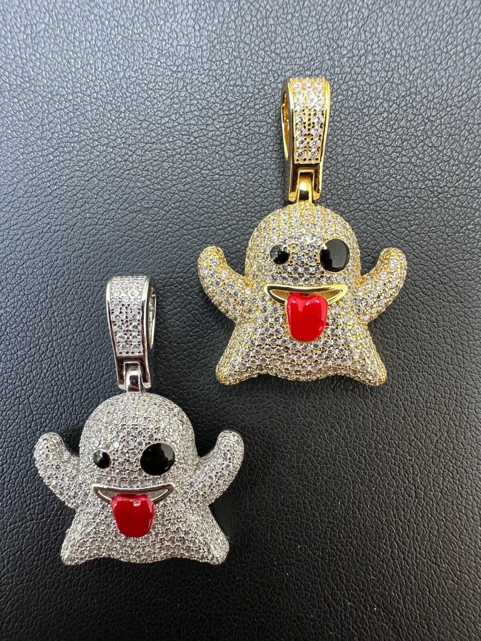 Real 925 Sterling Silver Gold Plated Snapchat Laughing Ghost Piece Pendant CZ 9 Real 925 Sterling Silver Gold Plated Snapchat Laughing Ghost Piece Pendant CZ - Image 7