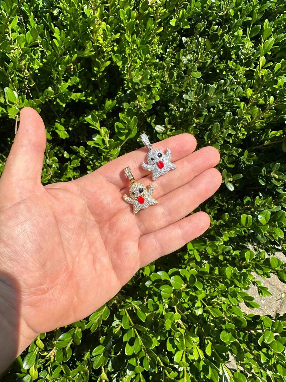 Real 925 Sterling Silver Gold Plated Snapchat Laughing Ghost Piece Pendant CZ 16 Real 925 Sterling Silver Gold Plated Snapchat Laughing Ghost Piece Pendant CZ - Image 14