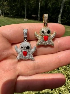 Real 925 Sterling Silver Gold Plated Snapchat Laughing Ghost Piece Pendant CZ 32 Real 925 Sterling Silver Gold Plated Snapchat Laughing Ghost Piece Pendant CZ -Harlem Bling Shop harlembling real 925 sterling silver gold plated snapchat laughing ghost piece pendant cz 32294.1691108566