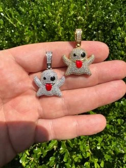 Real 925 Sterling Silver Gold Plated Snapchat Laughing Ghost Piece Pendant CZ 34 Real 925 Sterling Silver Gold Plated Snapchat Laughing Ghost Piece Pendant CZ -Harlem Bling Shop harlembling real 925 sterling silver gold plated snapchat laughing ghost piece pendant cz 74031.1691108935