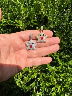 Real 925 Sterling Silver Gold Plated Snapchat Laughing Ghost Piece Pendant CZ 33 Real 925 Sterling Silver Gold Plated Snapchat Laughing Ghost Piece Pendant CZ -Harlem Bling Shop harlembling real 925 sterling silver gold plated snapchat laughing ghost piece pendant cz 74308.1691109076