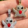Real 925 Sterling Silver Gold Plated Snapchat Laughing Ghost Piece Pendant CZ 1 Real 925 Sterling Silver Gold Plated Snapchat Laughing Ghost Piece Pendant CZ -Harlem Bling Shop harlembling real 925 sterling silver gold plated snapchat laughing ghost piece pendant cz 75403.1691108652