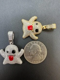 Real 925 Sterling Silver Gold Plated Snapchat Laughing Ghost Piece Pendant CZ 29 Real 925 Sterling Silver Gold Plated Snapchat Laughing Ghost Piece Pendant CZ -Harlem Bling Shop harlembling real 925 sterling silver gold plated snapchat laughing ghost piece pendant cz 84140.1691109058