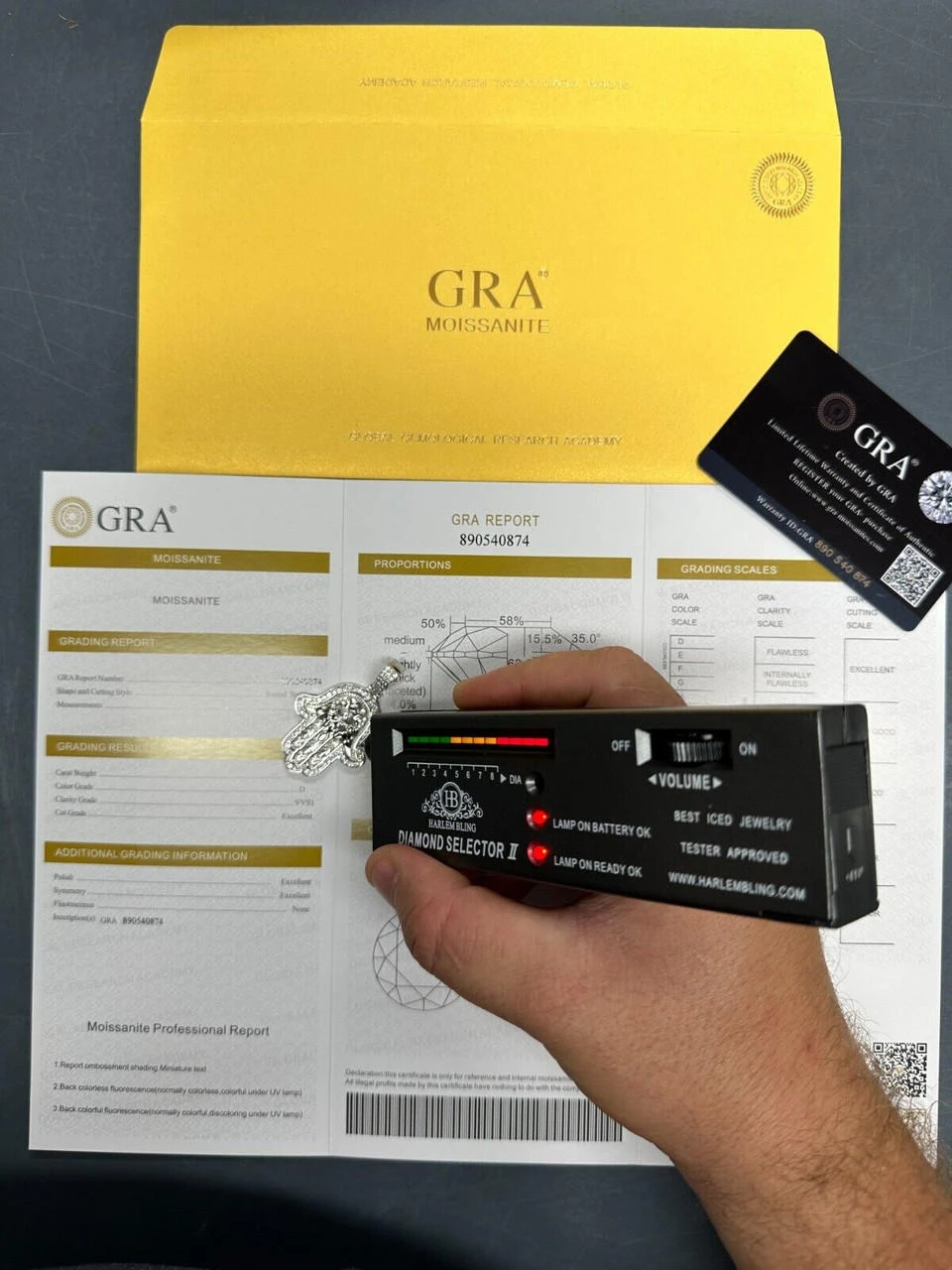 Real 925 Sterling Silver Hamsa Evil Eye Hand Iced MOISSANITE Pendant - 3 Sizes 10 Real 925 Sterling Silver Hamsa Evil Eye Hand Iced MOISSANITE Pendant - 3 Sizes - Image 8