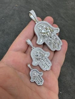 Real 925 Sterling Silver Hamsa Evil Eye Hand Iced MOISSANITE Pendant - 3 Sizes 28 Real 925 Sterling Silver Hamsa Evil Eye Hand Iced MOISSANITE Pendant - 3 Sizes -Harlem Bling Shop harlembling real 925 sterling silver hamsa evil eye hand iced moissanite pendant 3 sizes 49984.1694222472
