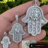 Real 925 Sterling Silver Hamsa Evil Eye Hand Iced MOISSANITE Pendant - 3 Sizes 1 Real 925 Sterling Silver Hamsa Evil Eye Hand Iced MOISSANITE Pendant - 3 Sizes -Harlem Bling Shop harlembling real 925 sterling silver hamsa evil eye hand iced moissanite pendant 3 sizes 60925.1694222410