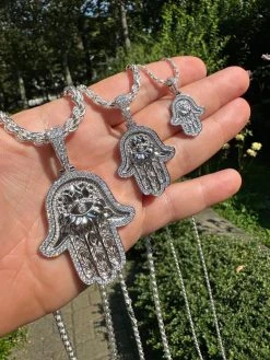 Real 925 Sterling Silver Hamsa Evil Eye Hand Iced MOISSANITE Pendant - 3 Sizes 40 Real 925 Sterling Silver Hamsa Evil Eye Hand Iced MOISSANITE Pendant - 3 Sizes -Harlem Bling Shop harlembling real 925 sterling silver hamsa evil eye hand iced moissanite pendant 3 sizes 74076.1694222441