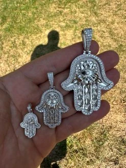 Real 925 Sterling Silver Hamsa Evil Eye Hand Iced MOISSANITE Pendant - 3 Sizes 41 Real 925 Sterling Silver Hamsa Evil Eye Hand Iced MOISSANITE Pendant - 3 Sizes -Harlem Bling Shop harlembling real 925 sterling silver hamsa evil eye hand iced moissanite pendant 3 sizes 85253.1694222371