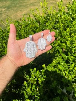 Real 925 Sterling Silver Hand Hamsa Iced Baguette CZ Hip Hop Pendant Necklace 15 Real 925 Sterling Silver Hand Hamsa Iced Baguette CZ Hip Hop Pendant Necklace -Harlem Bling Shop harlembling real 925 sterling silver hand hamsa iced baguette cz hip hop pendant necklace 15845.1664300707