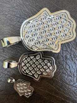 Real 925 Sterling Silver Hand Hamsa Iced Baguette CZ Hip Hop Pendant Necklace 19 Real 925 Sterling Silver Hand Hamsa Iced Baguette CZ Hip Hop Pendant Necklace -Harlem Bling Shop harlembling real 925 sterling silver hand hamsa iced baguette cz hip hop pendant necklace 24789.1664300531