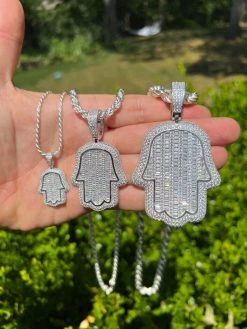 Real 925 Sterling Silver Hand Hamsa Iced Baguette CZ Hip Hop Pendant Necklace 17 Real 925 Sterling Silver Hand Hamsa Iced Baguette CZ Hip Hop Pendant Necklace -Harlem Bling Shop harlembling real 925 sterling silver hand hamsa iced baguette cz hip hop pendant necklace 34262.1664300442
