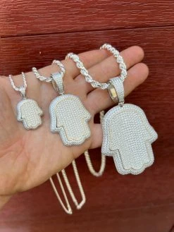 Real 925 Sterling Silver Hand Of God Hamsa Iced Hip Hop Diamond Pendant Necklace 23 Real 925 Sterling Silver Hand Of God Hamsa Iced Hip Hop Diamond Pendant Necklace -Harlem Bling Shop harlembling real 925 sterling silver hand of god hamsa iced hip hop diamond pendant necklace 25124.1664360337