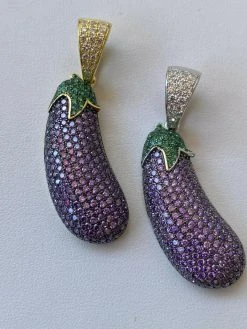 Real 925 Sterling Silver Hip Hop Eggplant Emoji Pendant Necklace Iced 2" Big 25 Real 925 Sterling Silver Hip Hop Eggplant Emoji Pendant Necklace Iced 2" Big -Harlem Bling Shop harlembling real 925 sterling silver hip hop eggplant emoji pendant necklace iced 2 big 06295.1665671662