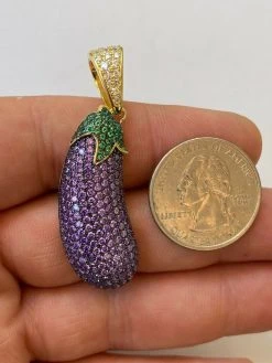 Real 925 Sterling Silver Hip Hop Eggplant Emoji Pendant Necklace Iced 2" Big 22 Real 925 Sterling Silver Hip Hop Eggplant Emoji Pendant Necklace Iced 2" Big -Harlem Bling Shop harlembling real 925 sterling silver hip hop eggplant emoji pendant necklace iced 2 big 16733.1664391014