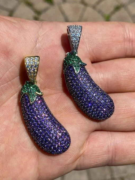 Real 925 Sterling Silver Hip Hop Eggplant Emoji Pendant Necklace Iced 2" Big 3 Real 925 Sterling Silver Hip Hop Eggplant Emoji Pendant Necklace Iced 2" Big -Harlem Bling Shop harlembling real 925 sterling silver hip hop eggplant emoji pendant necklace iced 2 big 51248.1664400593